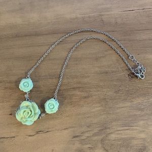 Mint green rose necklace